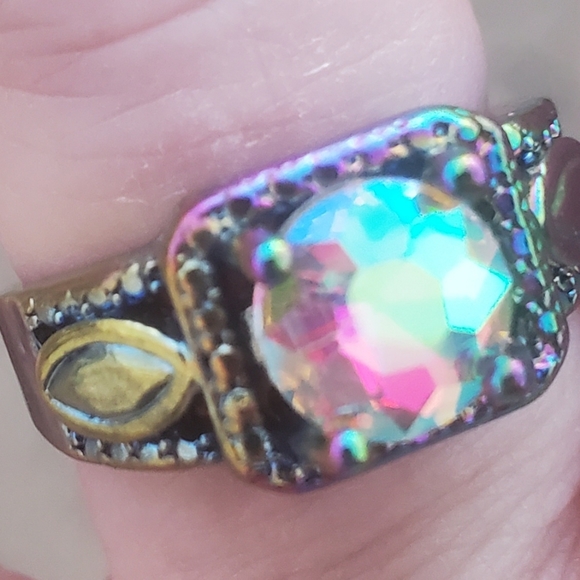 New Aurora Borealis Rainbow Hematite Ring. - Picture 9 of 13